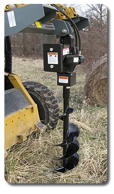 digging with skid steer|skid steer post hole attachment.